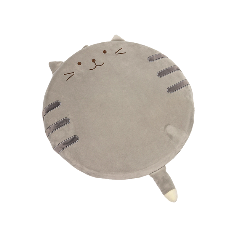 Grijze lachende ronde kattenpluche kussens