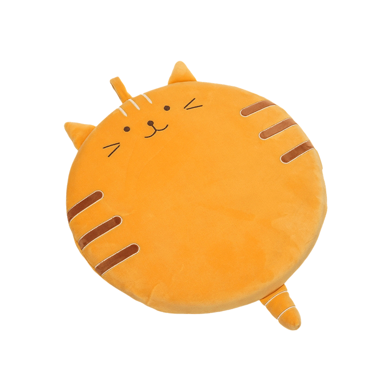 Oranje lachende ronde kattenpluche kussens