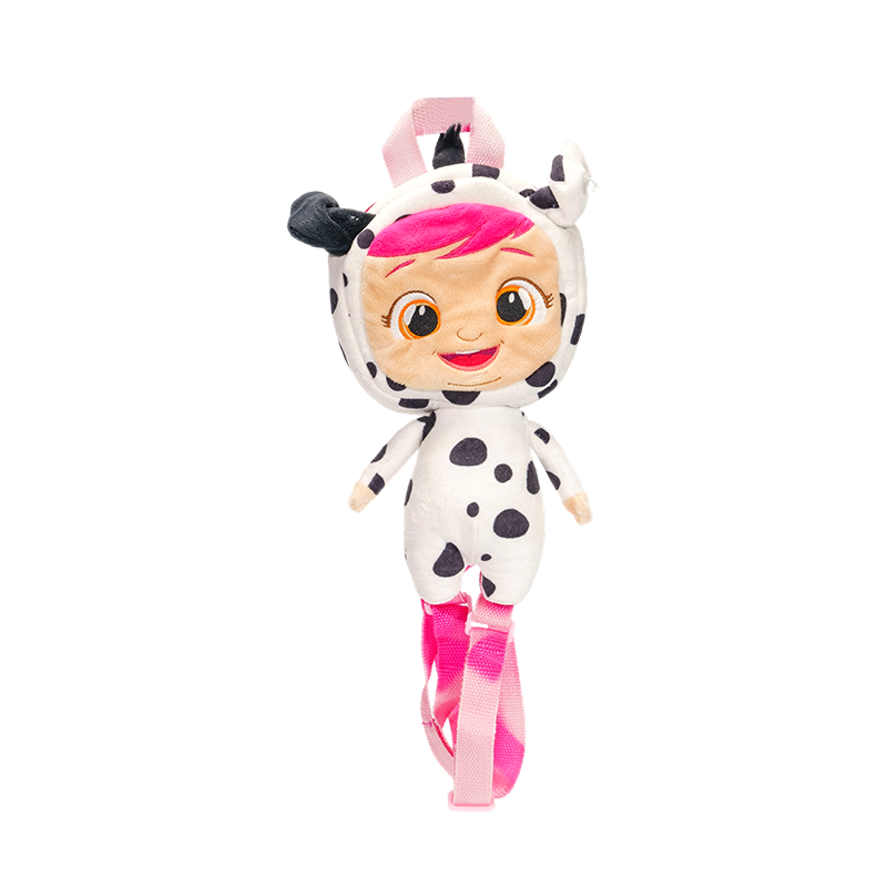 Spotty pluchen knapzak voor meisjes in koeienpakje