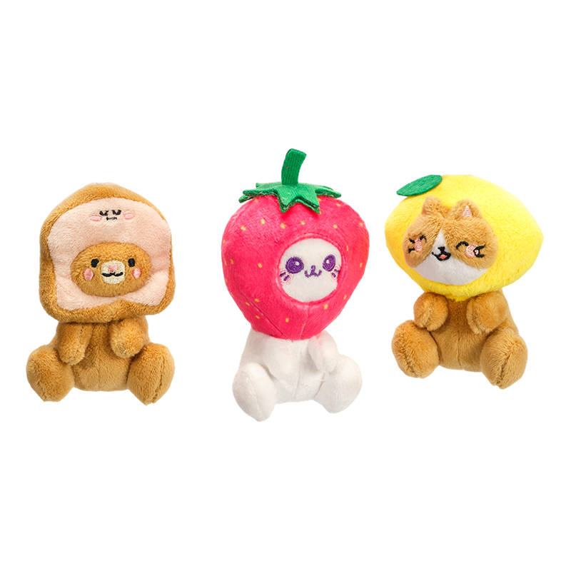 Luiaard pluchen sleutelhangers met fruitthema