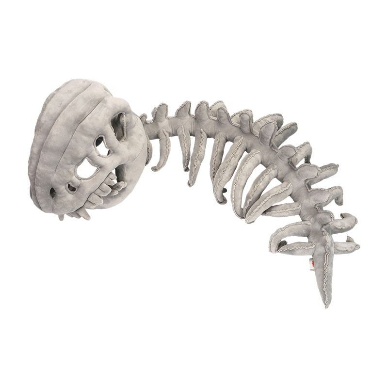 Grijze pluchen hoed met dinosaurusskelet voor volwassenen