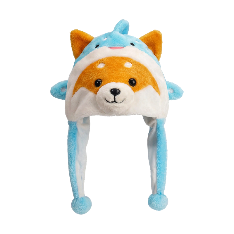 Blauwe shiba inu pluche hoed