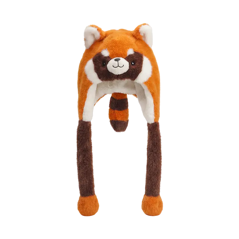 Bruin roodachtige panda pluche hoed