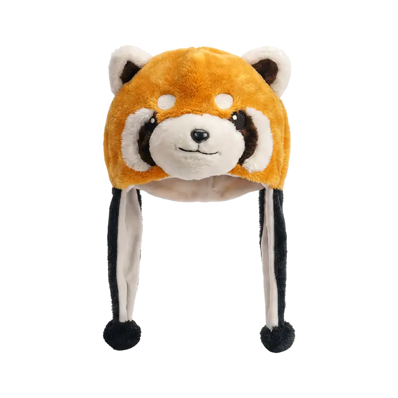 Bruine rode panda-pluche hoed