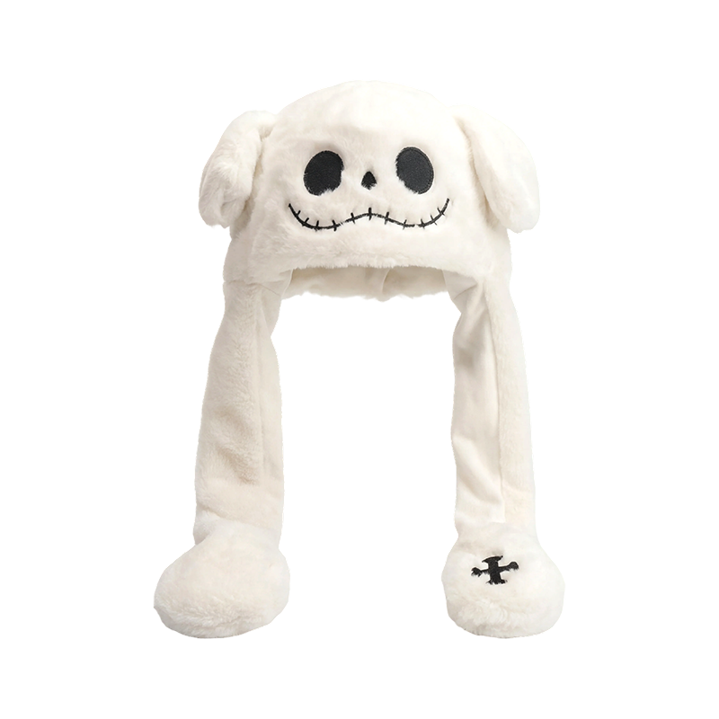 Griezelige witte pluche hoed met schedel