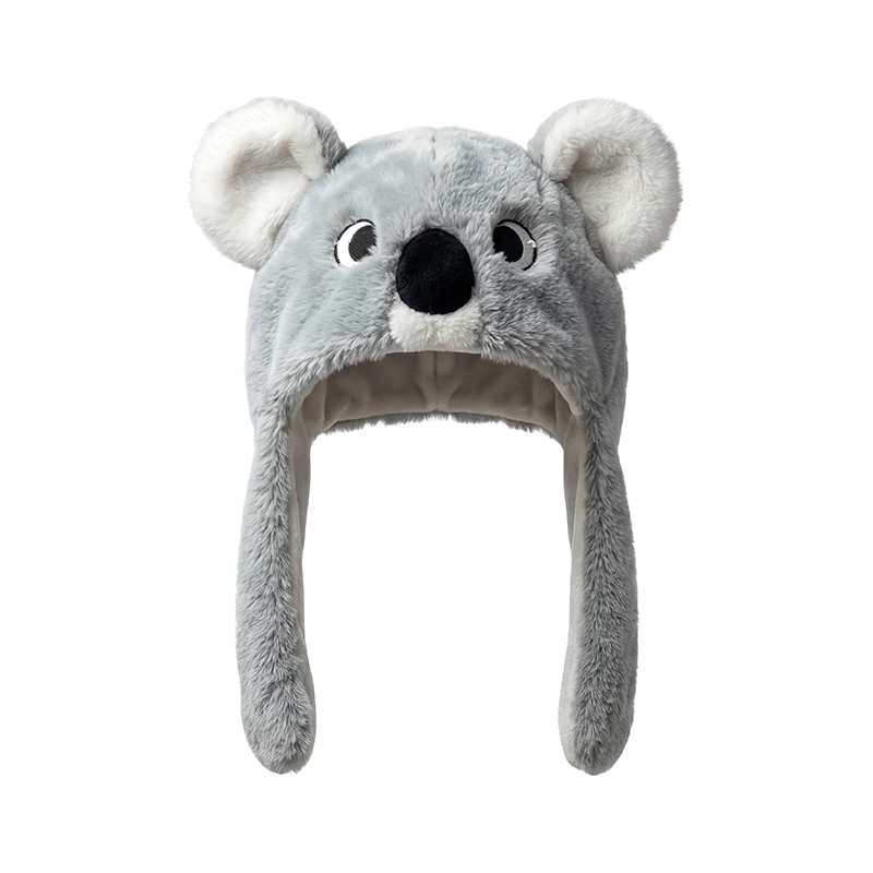 Grijze pluchen hoed met koala-oren