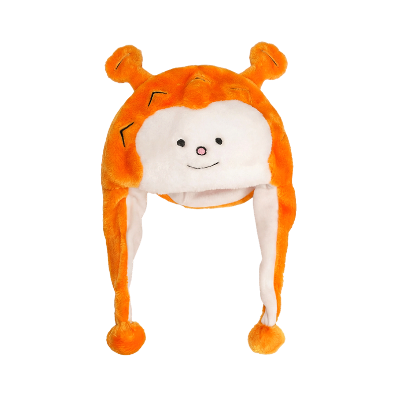 Oranje pluchen hoed met apengezicht