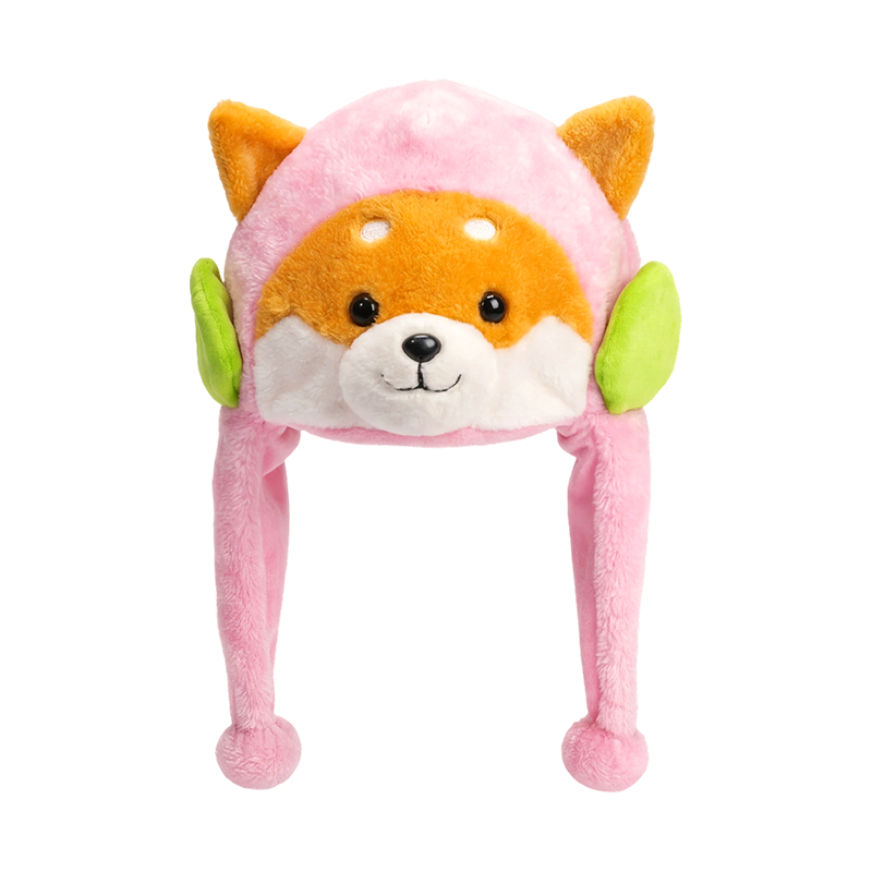 Roze mooie shiba inu pluche hoed
