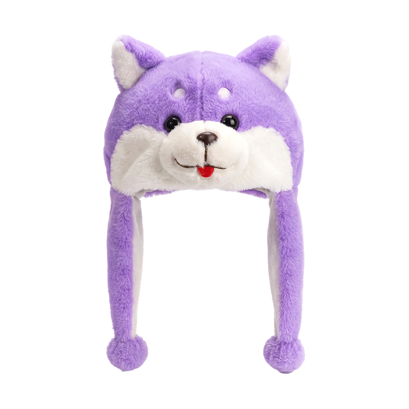 Paarse pup pluche hoed